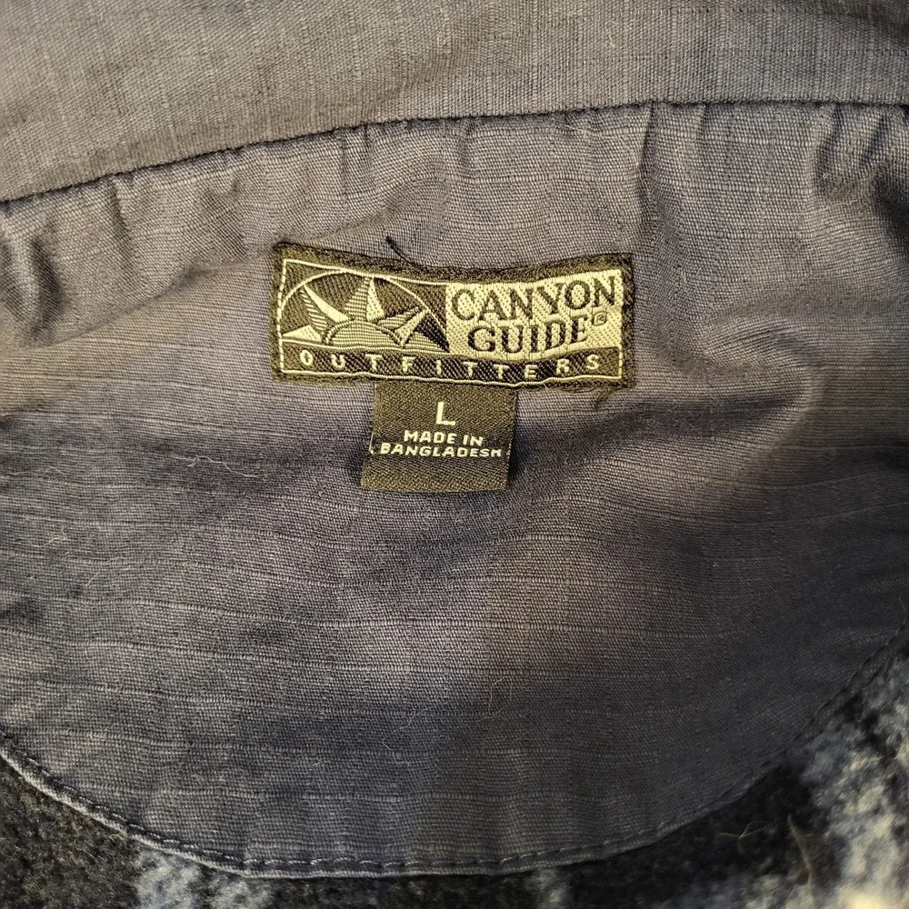 Canyon Guide Outfitters Mens L Blue w/ Plaid Fleece Lined Vest Full Zipper